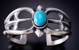 Silver & Turquoise Navajo Sandcasting Bracelet by Eugene Gruber 6D27C