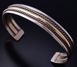 Vintage Silver & Gold-filled Navajo Handmade Rope Style Bracelet 5K17Q