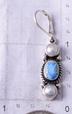 Silver & Golden Hills Turquoise Fresh Pearl Navajo Earrings by Erick Begay 5H02J