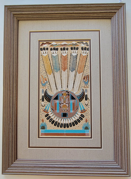 Navajo Sandpainting by Orlando Myerson -Pollen Boy Corn Beetle Girl - 6D02N