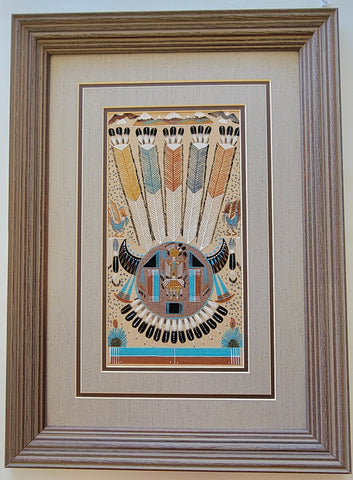Navajo Sandpainting by Orlando Myerson -Pollen Boy Corn Beetle Girl - 6D02N
