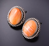 Silver & Spiny Oyster Shell Navajo Earrings by Robinson Martin 3B10C