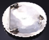 Vintage Silver & Turquoise Navajo Handmade Buckle by Tommy Moore 6A03U