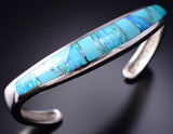 Preowned - Silver & Turquoise w/ Opal Navajo Inlay Bracelet by Sunburst Handcrafts 6J23O