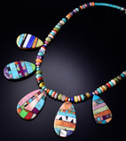 22" Turquoise & Multistone Santo Domingo Handmade Necklace by Mary Tafoya 6F22S