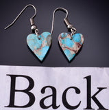 Southwest Design Blue Indigo Heart Shaped Slab Earrings 5B19F