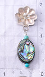 Silver & Turquoise w/ Abalone Navajo Concho Earrings by Ravis Henry 6H06J