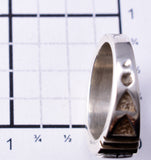Size 9 White Buffalo Inlay Men's Ring by Navajo Artist Rick Tolino 6K26A