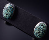 Silver & Turquoise Navajo Round Post Earrings 5F10U