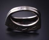 Vintage - Size 6 Silver & Coral Navajo Handmade Balance Ring 5J29W