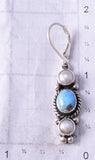 Silver & Golden Hills Turquoise Fresh Pearl Navajo Earrings by Erick Begay 5H02O