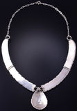 Vintage Silver & Turquoise Multistone Navajo Handmade Necklace stamped FA 5H21T