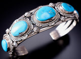 Silver & Sleeping Beauty Turquoise Navajo Bracelet by Francis Yazzie 6H25B