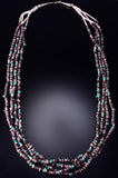 30" Turquoise Multistone 4-Strand Navajo Handmade Necklace by Ravis Henry 6H06U