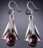 Purple Spiny Oyster Shell Navajo Squash Blossom Earrings - 6K02G