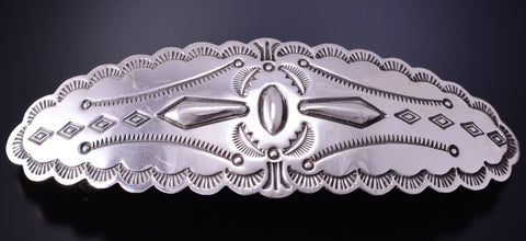 Silver Navajo Handstamped Hair Barrette by DLW 4L07B