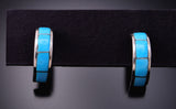 Simple and Elegant Turquoise Inlay Hoop Earring by Claresse Kylestewa 3E18Q