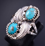 Size 5-3/4 Silver & Kingman Turquoise Navajo Ring by Annette Martinez 5L25U