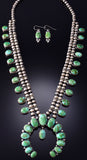 Silver Sonoran Gold Turquoise Squash Blossom Necklace Earring Set T. Smith 6G29N
