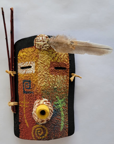 Navajo Pottery - Yei Bi Chei Mask - by David John - 4L05L