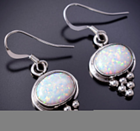Silver & Opal Navajo Handmade Earrings by Rita Largo 6D09M