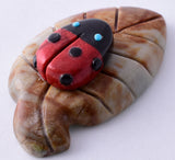Picasso Marble Zuni Fetish - Lady Bug on a leaf by Reynold Lonasee 5L09K