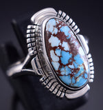 Size 7-3/4 Silver & Golden Hills Turquoise Navajo Ring Antoinette Martinez 5L26O