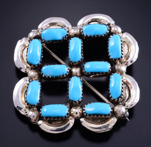 Silver & Turquoise Zuni Handmade Pendant & Brooch signed MK 5L26J