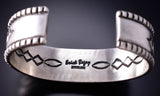 Silver & Golden Hills Turquoise Navajo Handstamped Bracelet by Erick Begay 6J23J