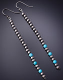 Silver Navajo Pearls w/ Turquoise Duster Earrings by Vangie Touchine 6G29V