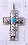 Silver & Turquoise Navajo Handmade Love Cross Pendant by Erick Begay 5F30Z