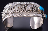 Silver & Kingman Turquoise Navajo Handmade Bracelet by Clarence Long 6F09E