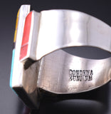 Size 8-1/2 Silver & Turquoise Multistone Zuni Inlay Sunface Ring Don Dewa 6H31K