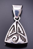 Reversible Silver Multistone Navajo Inlay Triangle Pendant by TSF 3L08L