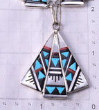 Silver & Turquoise Multistone Zuni Inlay Necklace & Earring Set K.D. Boone 5J29G
