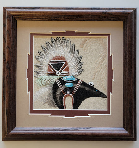 Navajo Sand Painting by Michael Watchman - 9-1/2 x 9-1/2 - 4D12F