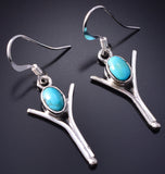 Silver & Coral Navajo Freedom Earrings by Gary Shorty 6J30A
