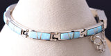 Silver & Opal Navajo Inlay Link Bracelet by Joan Charlie 6H25G