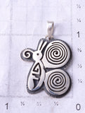 Silver Hopi Handmade Butterfly Pendant by Gerald Lomaventema 5H25V