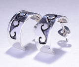 Water Design Silver Hoop Earrings by Peggy Skeets 5L09U