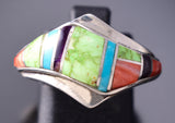 Size 7-1/4 Gaspeite and Turquoise Navajo Inlay Ring by Ambrose Tsosie 6K26V