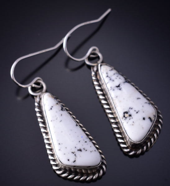 Silver & White Buffalo Turquoise Navajo Earrings by Judith Dixon 5D07K