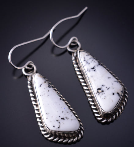 Silver & White Buffalo Turquoise Navajo Earrings by Judith Dixon 5D07K