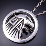 Silver Hopi Handmade Eagle Head Pendant and Brooch 4K10H