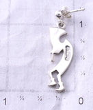 Silver Navajo Overlay Dancing Kokopelli Earrings by Allen Lee 6G29T