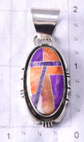 Vintage Silver & Spiny Oyster Shell Navajo Inlay Pendant by Pete Sanchez 6D28F