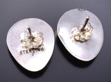 Pink Mussel Shell Bear Paw Earring Navajo handmade 6K02Q