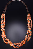 28" Turquoise & Spiny Oyster Shell 3-Strand Navajo Necklace by Ravis Henry 6H06V