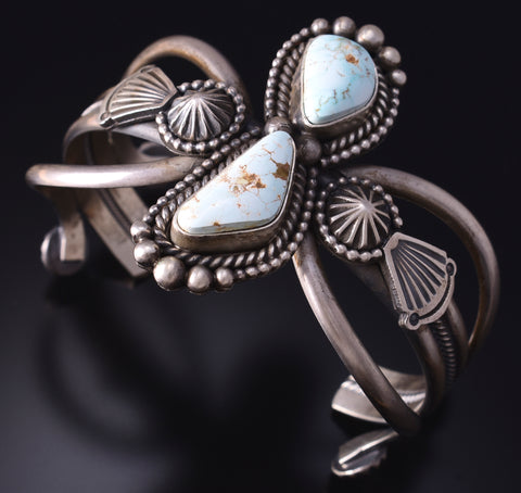 Silver & Dry Creek Turquoise Navajo Open Face Bracelet by Mike Calladitto 5J18V