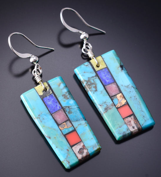 Santo Domingo Pueblo (Kewa) Turquoise Multistone Earrings by Mary Tafoya 6H31J